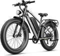 Jasion EB5 MAX Electric Bike for Adults with 2000W Peak Motor, 48V 15Ah (720Wh) Battery Electric Mountain Bike, 26'' x 4'' Fat Tire Ebike, 28+MPH Speed, Cruise Control, with Fenders, Rear Rack