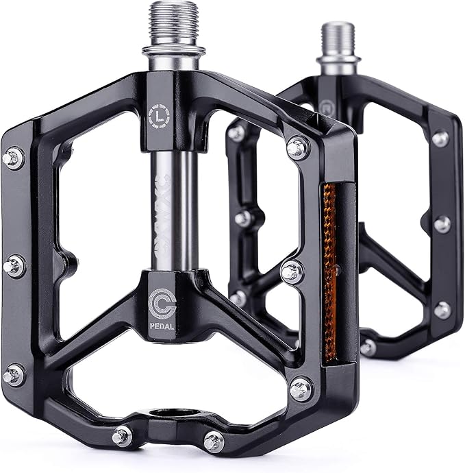 CXWXC Road/MTB Bike Pedals - Aluminum Alloy Bicycle Pedals - Mountain Bike Pedal with Removable Anti-Skid Nails