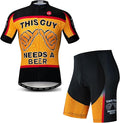 Hotlion Men's Cycling Jersey Sets Gel Pad Summer Bike Clothing Suit Breathable Bike Clothes with 3 Rear Pockets