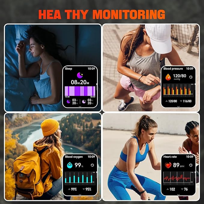 QTLLBT Smart Watch for Men Women, 1.83 inch Screen Compatible iOS Android IP68 Waterproof 100+ Sports Bluetooth Fitness Watch Sleep Heart Rate Monitor (Pink)