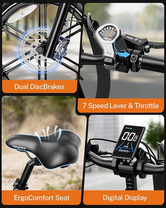 Heybike Ranger 20"x4.0" Fat Tire Folding Electric Bike for Adults, 1200W/1800W Peak Motor, 28/32MPH, up to 55/90 Miles Range, UL2849 Certified Removable Battery for Commute Beach Mountain Snow E Bike