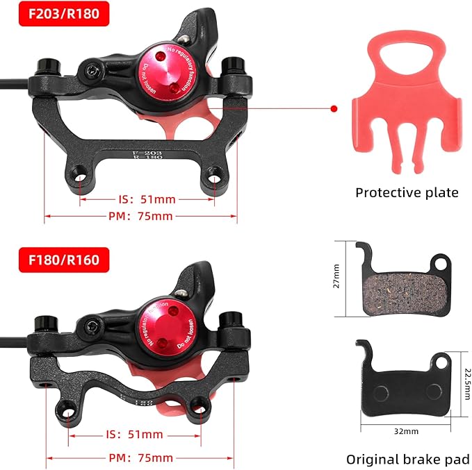 Z00M HB875E Ebike Hydraulic Disc Brake Set, Electric Power-Off Hydraulic Brake Set with 180mm Rotors, Pre-Bled with Mineral Oil Brakes Kit for eBike, Mountain Bike, Road Bike
