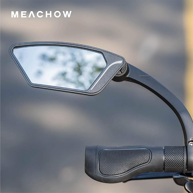 MEACHOW New Scratch Resistant Glass Lens,Handlebar Bike Mirror, Rotatable Safe Rearview Mirror, Bicycle Mirror,ME-002