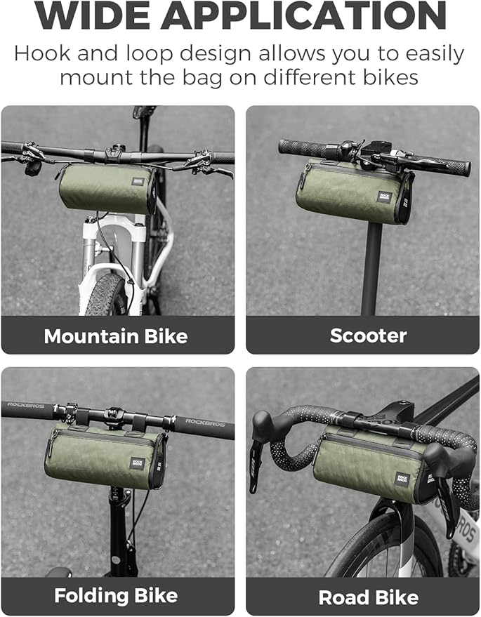 ROCKBROS Bike Handlebar Bag, 2L Large Capacity Handlebar Bags for Bicycles, 2 In 1 Multifunctional Bike Frame Bag, Separated Bike Saddle Bag