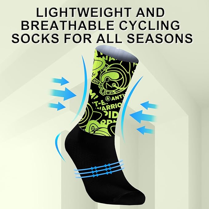 Cycling Socks Athletic Crew Socks Breathable Cushioned Compression Running Hiking Socks For Mens Womens