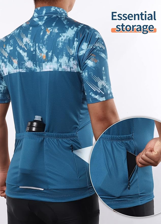 BERGRISAR Cycling Jersey Mens Bike Shirts Short Sleeve Bicycle Biking Clothes with Pockets Reflective