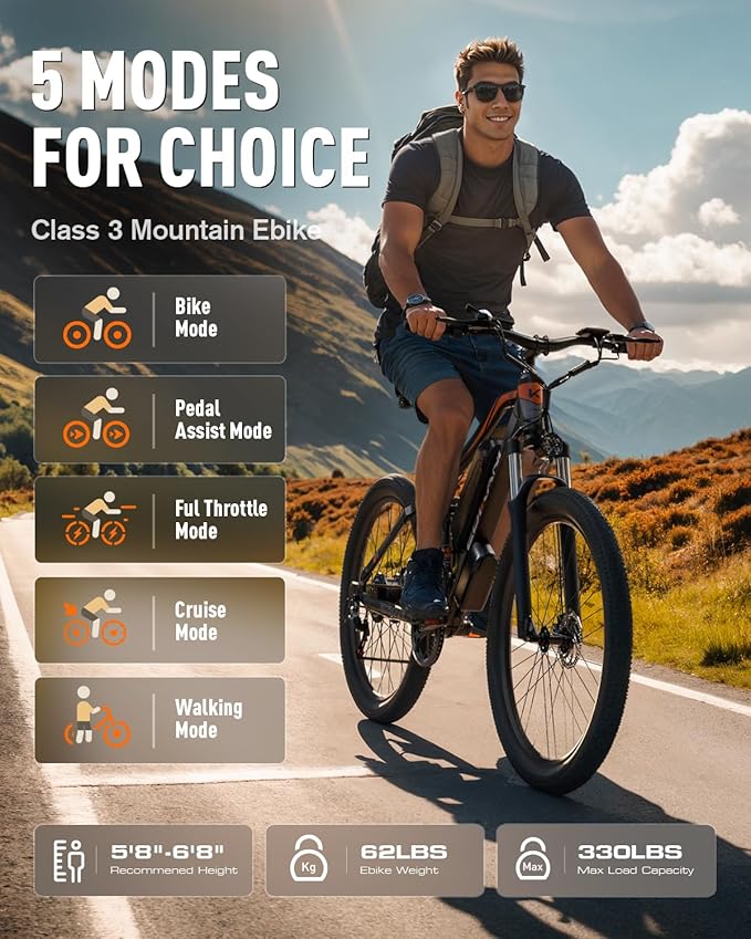EDIKANI Electric Bike for Adults 27.5" 1500W Peak Ebike 19.2Ah Battery Max 32Mph Electric Mountain Bike with Full Suspension 80 Miles E Bicycle for Commuter