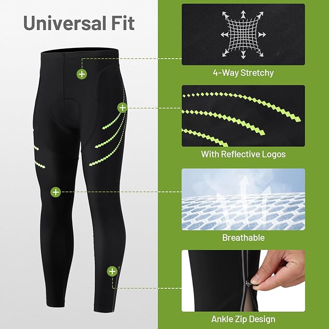 Men's Cycling Shorts, Padded Bicycle Riding Pants Bike Shorts Biking Clothes Cycle Wear Tights
