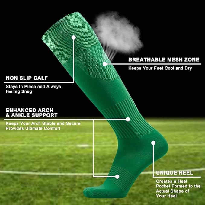 Three street Baseball Socks, Unisex Knee High Solid Sport Tube Compression Softball Football Soccer Team Socks 2-10 Pairs