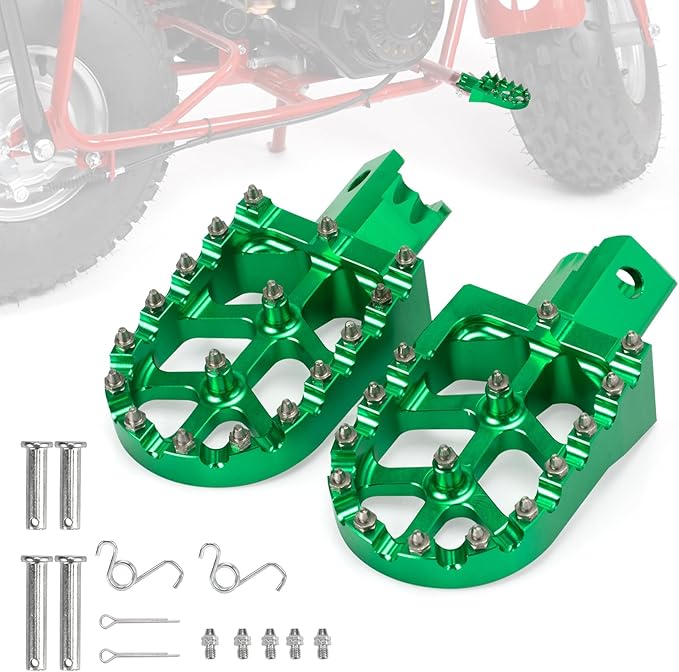 Mini Bike Foot Pegs CNC Anti-Slip Wide Footpegs for CRF50 CRF70 Coleman CT100U CT200U BT200X CC100X CRF XR50 70 110 125 SSR Apollo TaoTao Motorcycle Dirt Bike Pit Bike Pedals (Green)