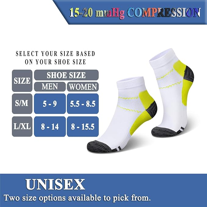 QUXIANG Compression Socks for Women & Men Circulation 3/6/7 Pairs Arch Ankle Support 15-20 mmHg Best for Running Cycling
