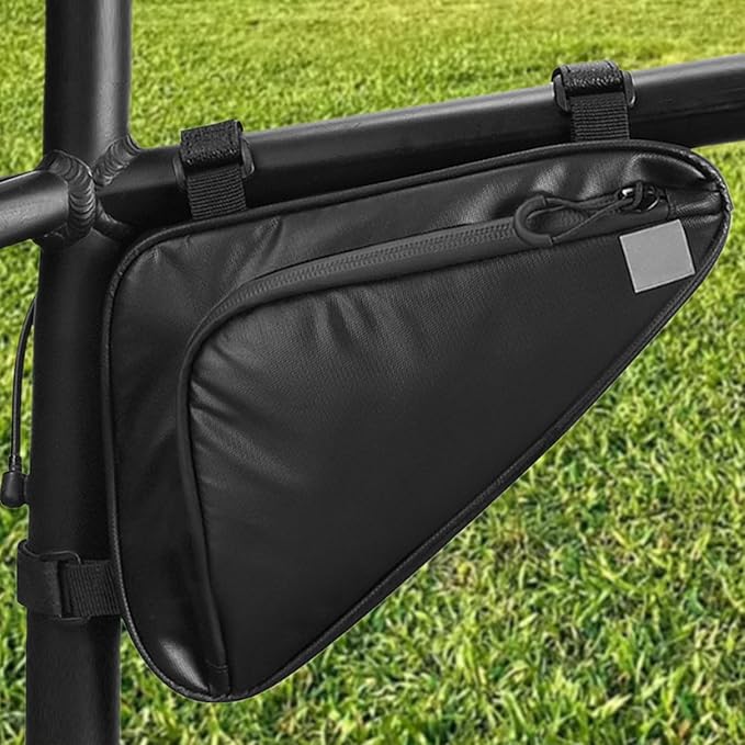 Frame Bag Cycling - Lightweight Bikepacking Frame Bag, 1.5L Storage Capacity | Weatherproof Design with Water-Resistant Zippers, Fits Most Bike Frames, Perfect for Tools, Snacks, Phone, and Outdoor Ad