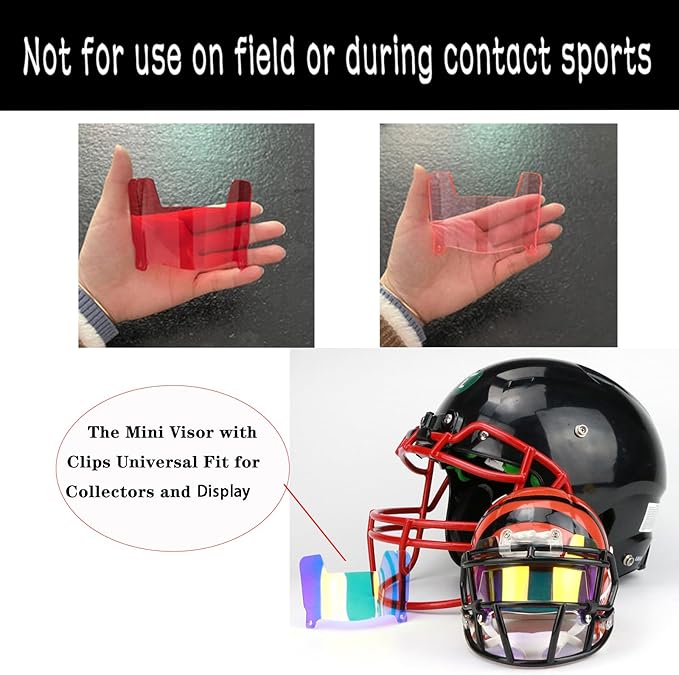 Mini Football Helmet Visor Clear with Clips Universal Fit for Collectors and Display
