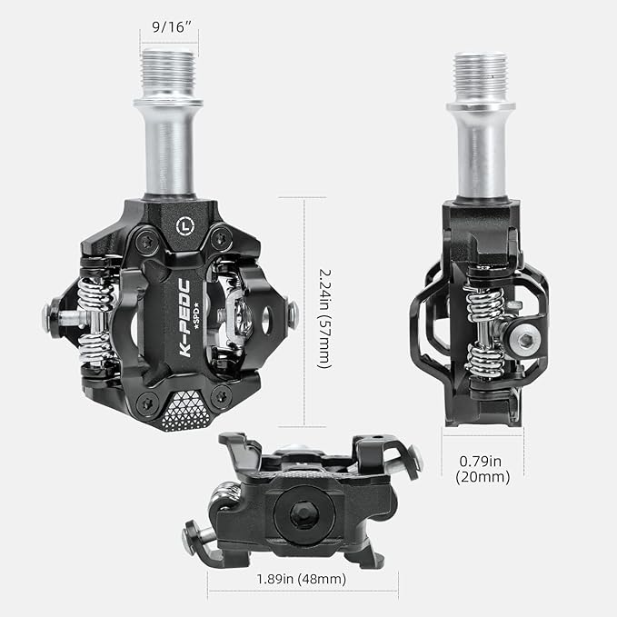 Compatible Clipless MTB Mountain Bike Pedal Dual Sided Lightweight Aluminum 9/16″ Platform Bicycle Pedals with Cleats for Road