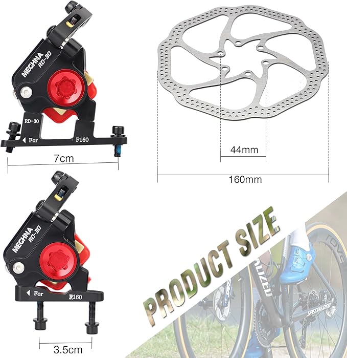 MEGHNA Hydraulic Disc Brake Set for Road Bike with 6 Bolts Brake Rotors and Brake Pads Lightweight Aluminum Line Pulling Hydraulic Brake Suitable for Racing Commuting Long Trip