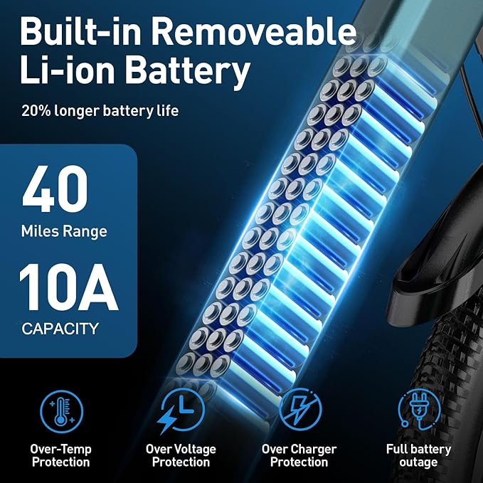 Electric Bike 24" / 26", 22Mph Speed & & Peak 750W Motor, 360Wh Lithium Battery & 7-Speed Gear, Max Range 40+ Miles(Pedal-Assist), Electric Mountain Bicycle for Adults Women Men