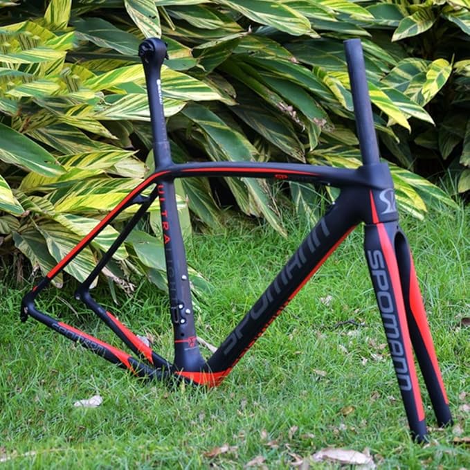 TUJISEK 700C Road Bikes Frame Carbon Fibre Frameset with Fork 47/50/52/54/56CM Frame C Brake QR 130MM Semi Internal Routing Ultra Light 750g