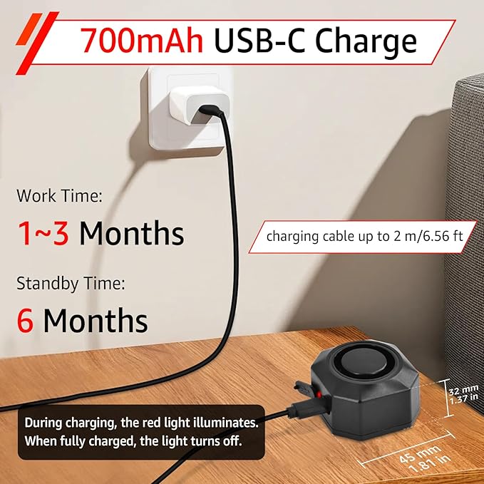 Cruxer Bike Alarm with L-Shaped Bracket for Water Bottle Cage Mount, USB Rechargeable Wireless Anti-Theft Vibration Alarm, 110db Volume and Sensitivity Adjustable Sensor Burglar System with Remote