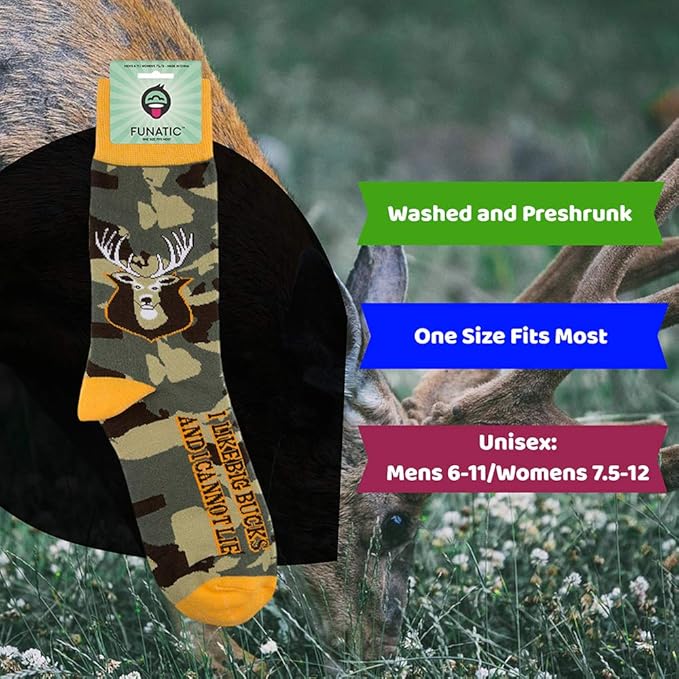FUNATIC Funny Outdoor Themed Socks for Men Women - Novelty Gifts For Golfing, Fishing, Hunting, Bigfoot, Pickleball, and More
