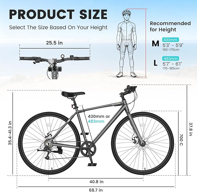 NAIZEA 700C Hybrid Bike for Adults, Aluminum Frame Step-Over Bicycle, 8-Speed Vintage Retro Road Bike for Men and Women, City Commuter Cycling, Multiple Colors