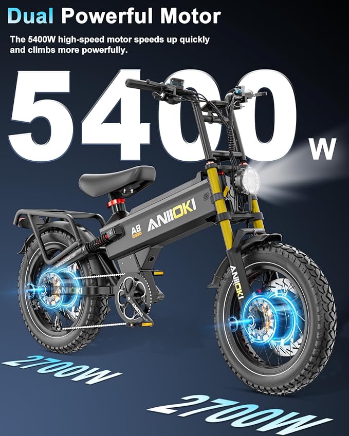 ANIIOKI Electric Bike for Adults,70Ah Removable Battery,200+ Miles Long Range,7-Gear Speed All-Terrain E-Bike