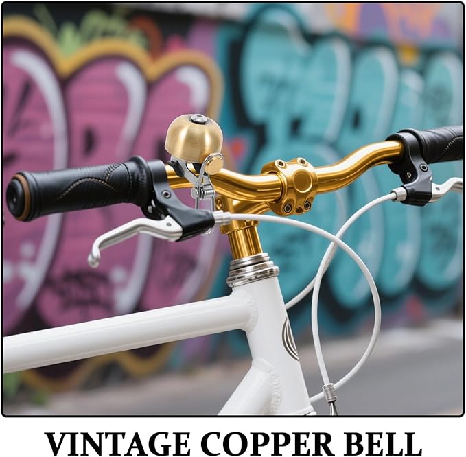 Copper Bike Bell Vintage Cycling Bell with Loud Ring Brushed Copper Riding Horn for Mountain Folding and Electric Bikes