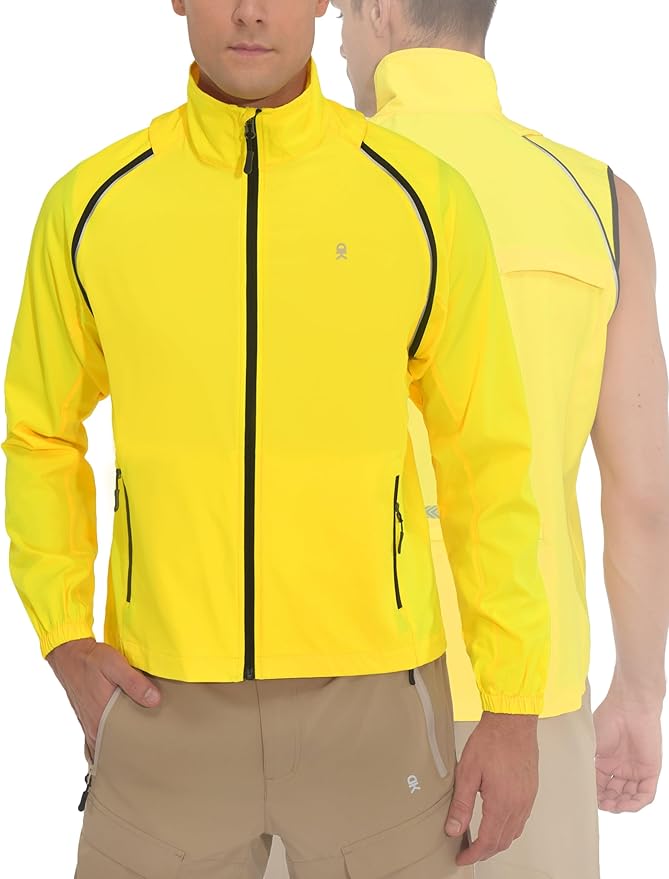 Little Donkey Andy Men's Quick-dry Running Jacket, Convertible UPF 50+ Cycling Jacket Windbreaker with Removable Sleeves