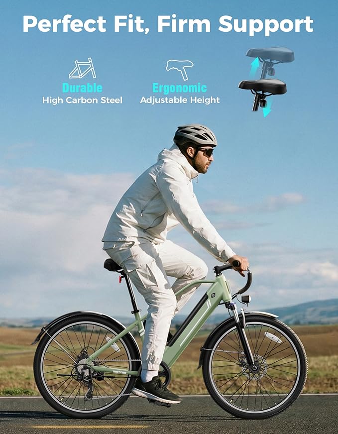 Jasion 26" Electric Bike for Adults, Internal Removable Battery Ebike with 3 Modes & 7-Speed, UL2849 Certified, 1200W Peak Motor, Max 28Mph & 50Miles, Shock Absorber, Electric City Commuter Bicycle