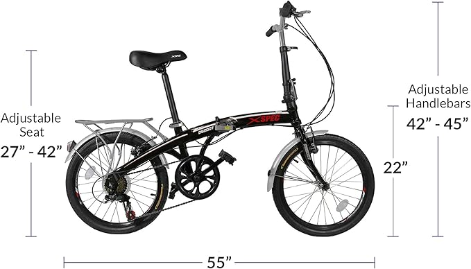 Xspec 20" 7 Speed Folding Compact City Commuter Bike (NOT an Electric Bike)