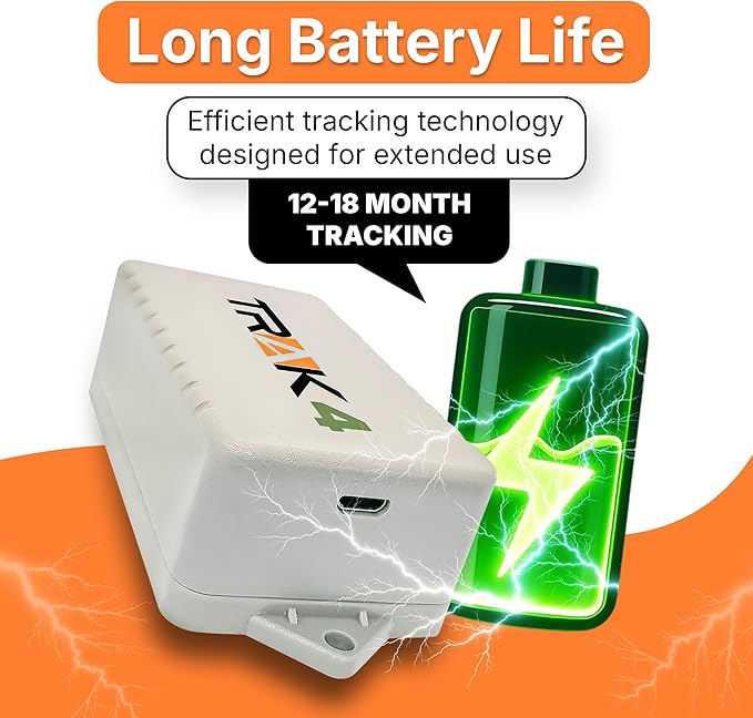 Trak-4 GPS Tracker for Vehicles, Assets, Equipment. Long Battery Life, Waterproof, Global Tracking. Low-Cost Subscription Required.