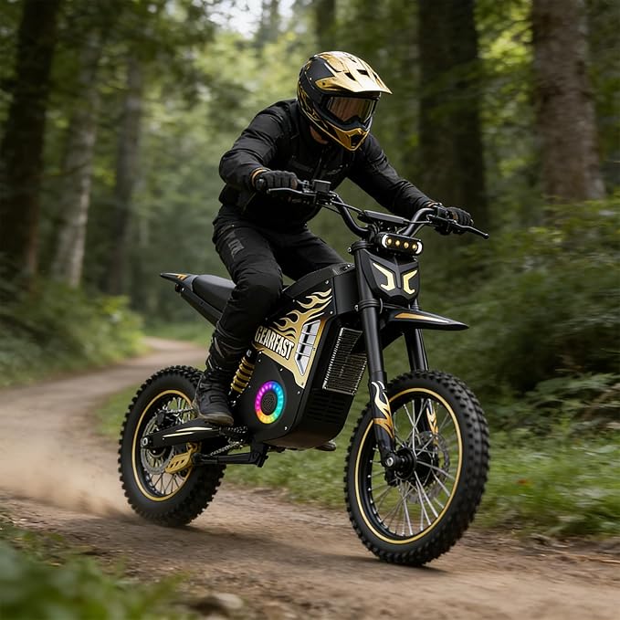 Electric Dirt Bike, 14"/12" Fat Tire 3000W Peak 40 MPH Electric-Motorcycle with 48V 23.4AH Battery Dual Hydraulic Brakes Mountain Off-Road EBike for Teens Adults