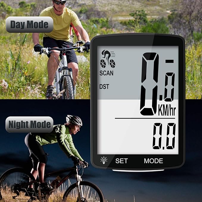 Wireless Bike Computer, 20 Multi-Functions, Real Waterproof Bicycle Speedometer, Cycling Odometer with 3'' Large LCD Display(Simple to Read), Easy to Use
