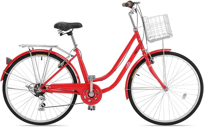 26" Beach Cruiser Bike, Commuter Bicycle, 7 Speed/Linear Pull Brakes/Widen Seat Men & Women Bike, Adult and Teens Bicycle for Urban Commuter