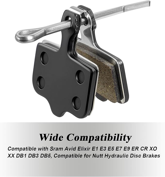 4 Pairs Bike Brake Pads, MTB Disc Brake Pads with Installation Tools, Compatible for Sram Avid Elixir E1 E3 E5 E7 E9 ER CR XO XX DB1 DB3 DB5, Compatible for Nutt Hydraulic Disc Brakes