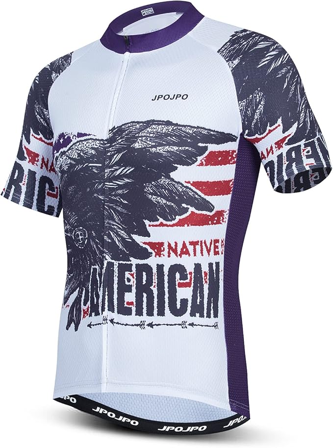JPOJPO Men's Cycling Jersey Short Sleeved Mountain Bicycle Jerseys Breathable T- Shirt Tops S-3XL