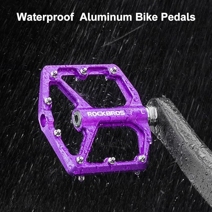 ROCKBROS Mountain Bike Pedals MTB Pedals Bicycle Flat Pedals Aluminum 9/16" Sealed Bearing Lightweight Platform for Road Mountain BMX MTB Bike
