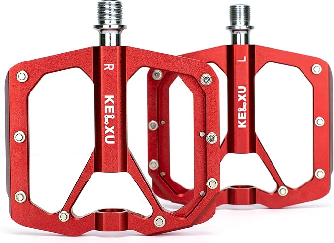 Mountain Bike Pedals 9/16", 3 Sealed Bearings Non-Slip Bicycle Pedals Aluminum CNC Machined Wide Flat Pedals for Road Bike MTB