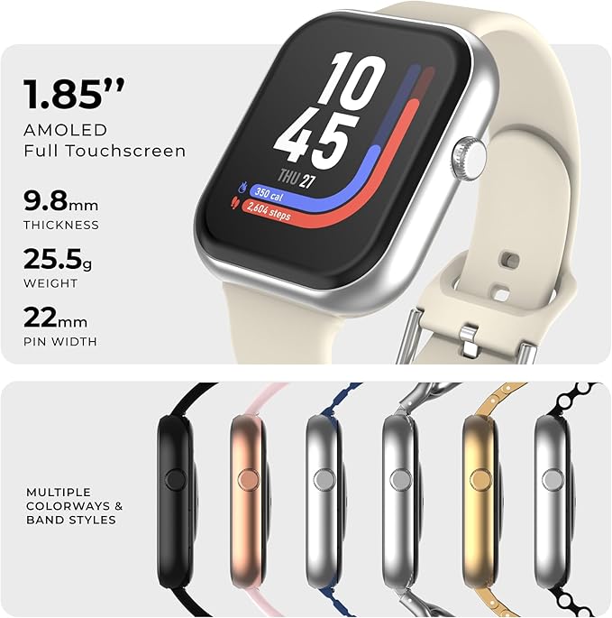 iTouch AIR 5 Smartwatch – 1.85” AMOLED Display, Bluetooth Calling, 100+ Sport Modes, Heart Rate, SPO₂, Stress & Sleep Tracking, IP68 Water Resistant, 7-Day Battery Life – for Android & iOS