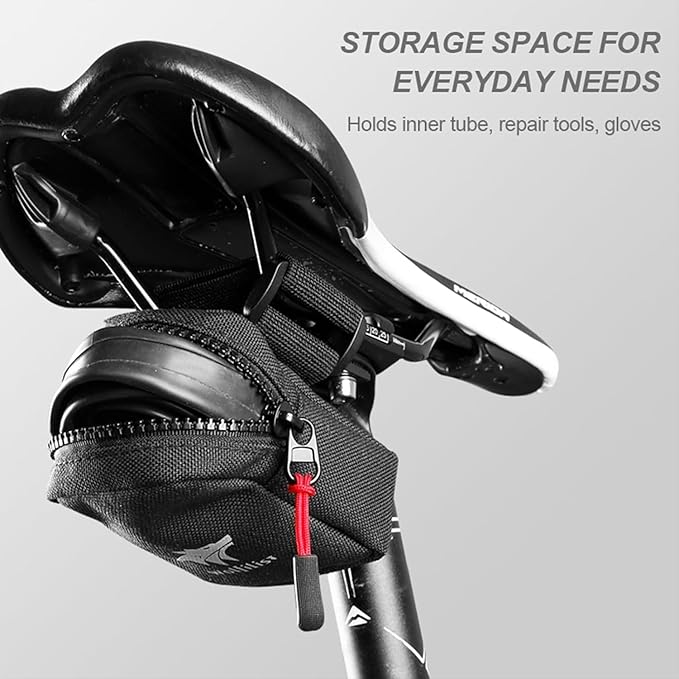 Compact Cycling Saddle Bag - Fits Under Bike Seat for easy storage - Road Bike & Bicycle Seat Bag - Tiny Durable & Water-resistant (Standard)