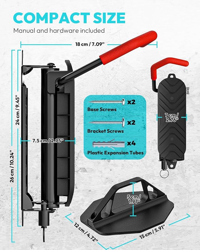 Swivel Bike Wall Mount Bike Rack Garage Organizer, Vertical Bike Hanger for Bicycle Rotating Wall Rack, Easy Installation with Wheel Hook (2 PACK)