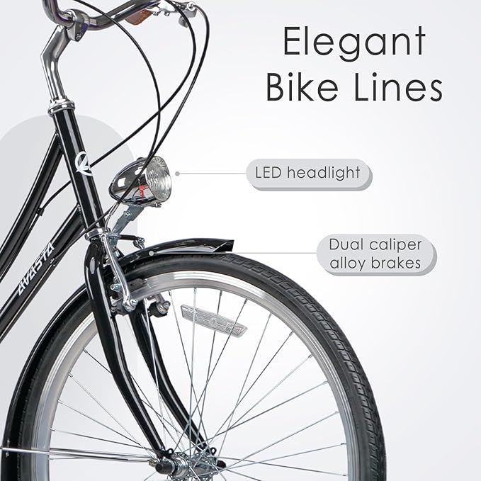 AVASTA Vela Hybrid Bike for Adult Women Female Lightweight Step Through 26 Inch High Tensile Steel Frame City Commuter Comfort Lady Bicycle, 6-Speed, Multiple Colors