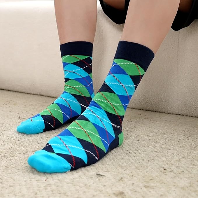WeciBor Men's Dress Funny Crazy Colorful Novelty Combed Cotton Crew Socks 12 Pack - Size 7-10/10-13/13-15