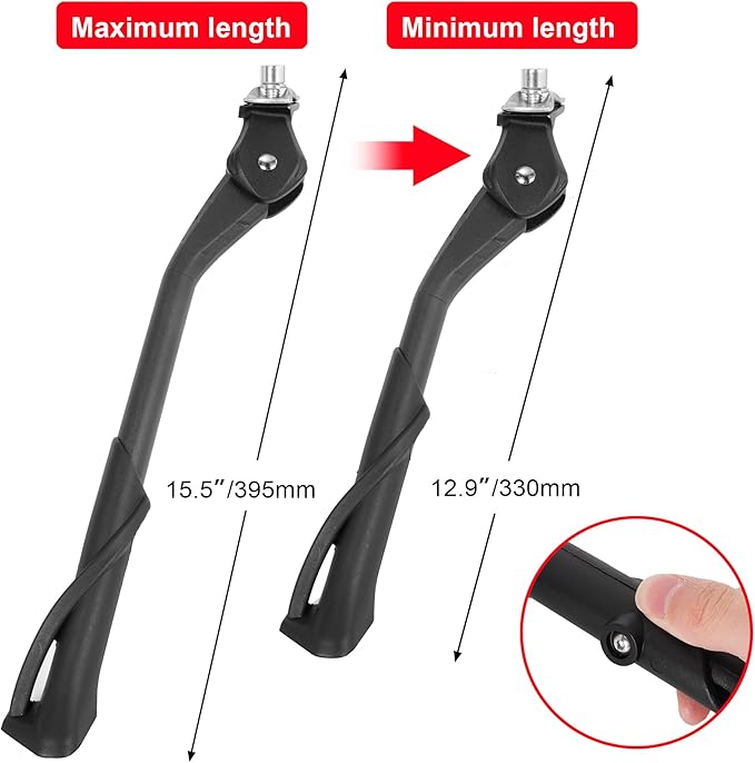 RUTU Bike Kickstand 24"-29",Adjustable Adult Bicycle Kickstand for Ebike,Mountain Bike,Fat Tire Bike,Non-Slip Sole Kick stand