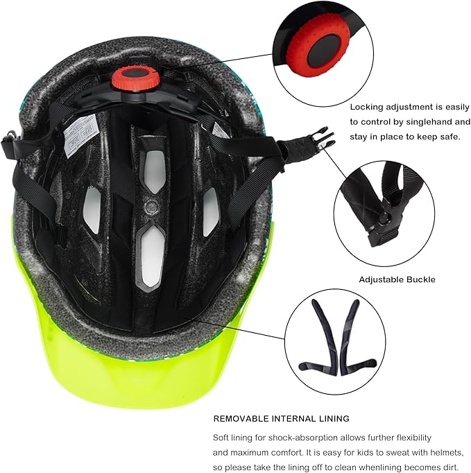 Kids Helmet, Exclusky Kids Bike Helmet Adjustable Safety Lightweight Children Bicycle Helmet for Kids Skating Cycling Scooter Boys and Girls Bicycle Helmets Ages 5-8-14