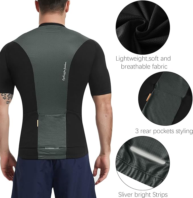Santic Men’s Cycling Jersey Short Sleeve Bike Shirts for Men Bicycle Jacket with Pockets Breathable & Quick Dry Yorkson