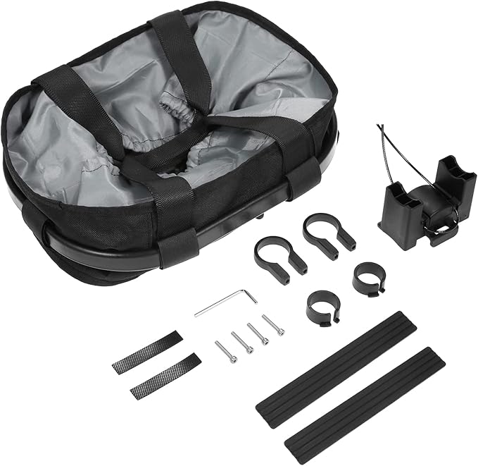 Lixada Bike Basket, Small Pet Cat Dog Carrier Bicycle Handlebar Front Basket Folding Detachable Removable Easy Install Quick Released Picnic Shopping Bag, Max. Bearing: 11lbs