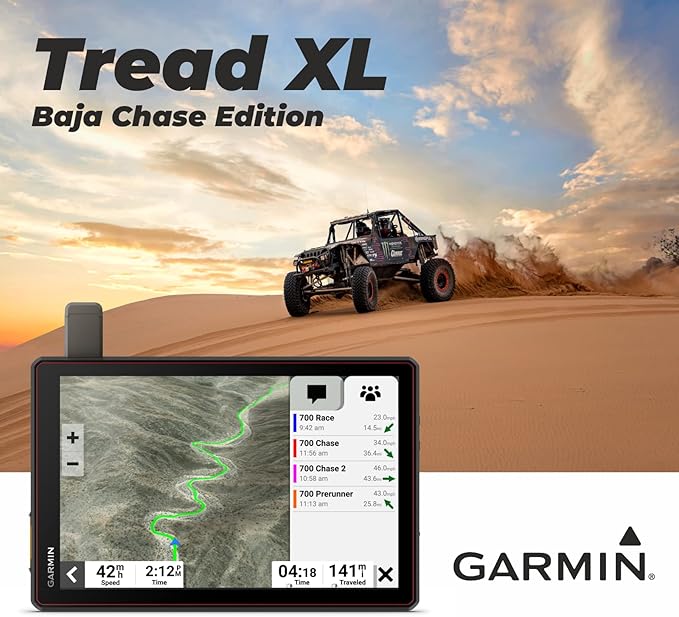 Garmin Tread XL - Baja Chase Edition, Rugged, ultrabright 10” Off-Road Chase Navigator, Portable GPS for Baja Support Trucks, Team Tracking with Built-in inReach Satellite Communication