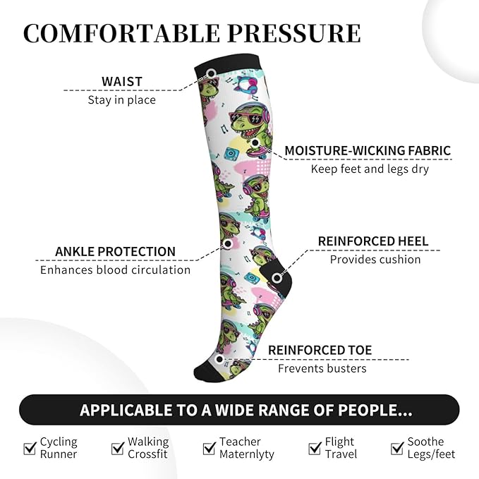 bassyil Compression Socks for Women & Men Circulation 15-20 mmHg Knee High Best Support for Nurses Travel Running Athletic