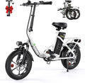 isinwheel U4 16" Folding E Bike for Adults Electric Bike with Suspension, 10.4Ah Battery, 500W Motor, 19mph Top Speed, Step Through Adult Electric Bicycles, Mini Commute Ebike for Adults and Teens