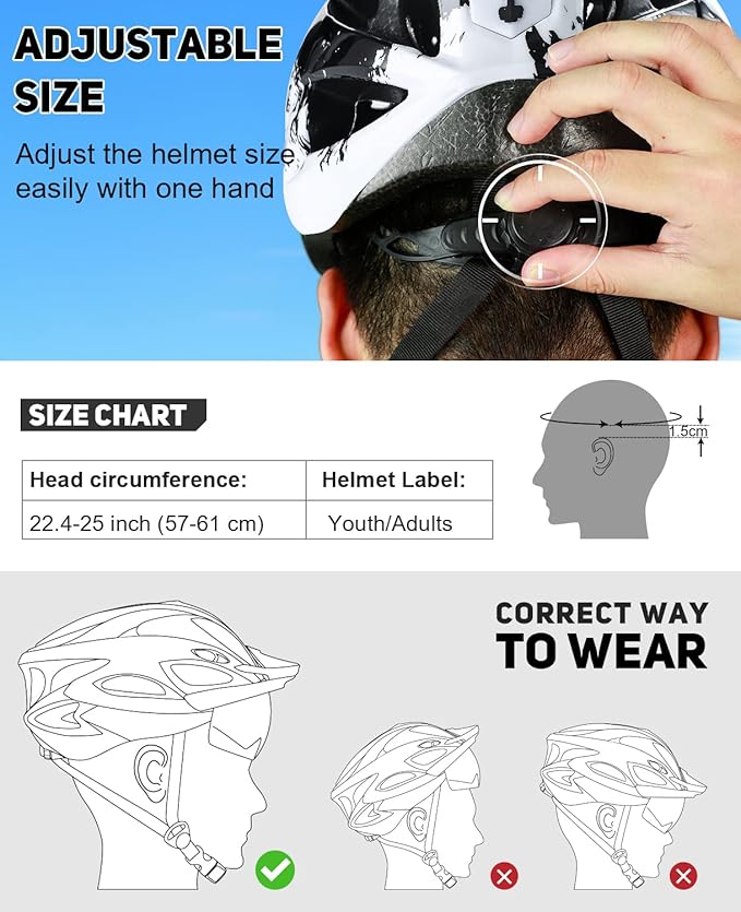 Bike Helmet with USB Rechargeable LED Light Detachable Goggles and Sun Visor, Mountain & Road Bicycle Helmets for Men Women Adult Cycling Helmets